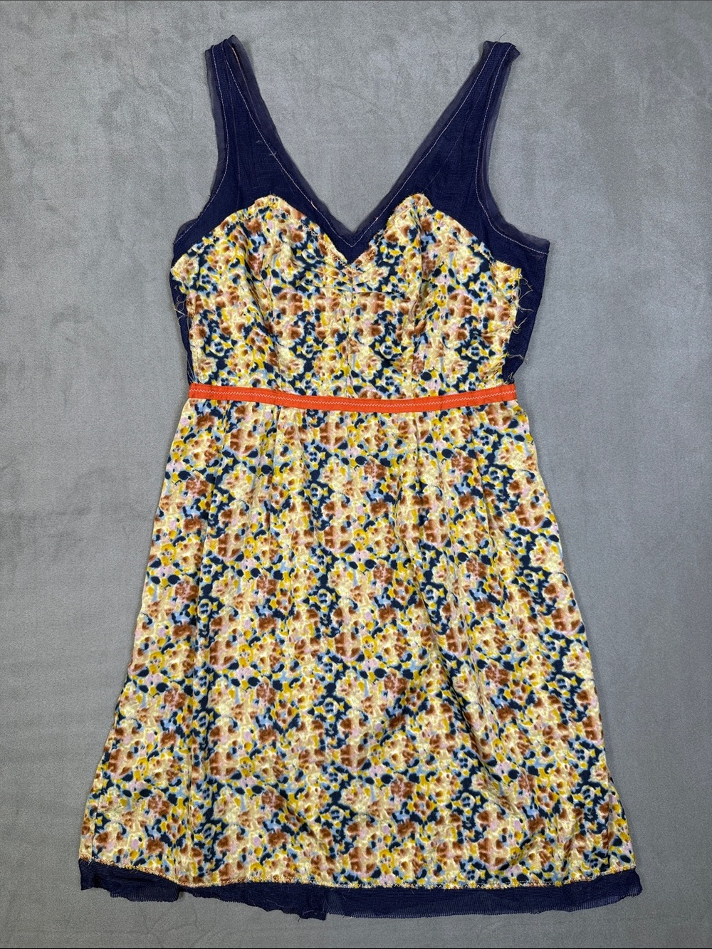 Staring at Stars Navy & Orange Trim Floral Mini dress, urban outfitters